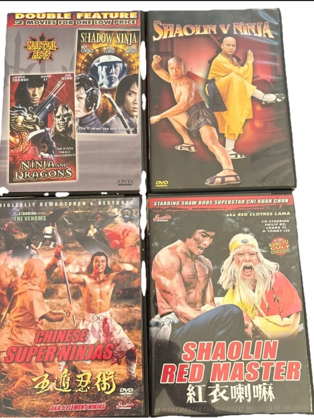 Shaolin v Ninja & Martial Arts DVD Double Feature - Red, Yellow, Black Covers